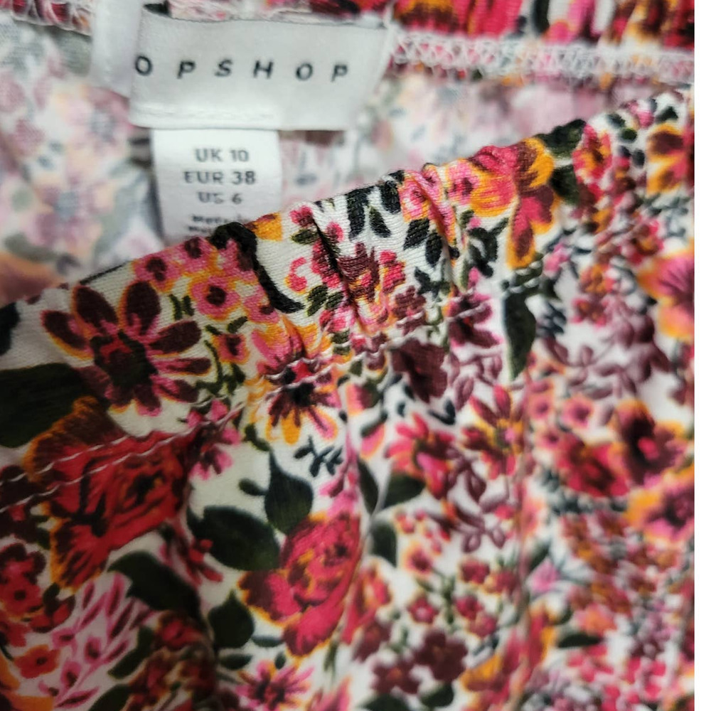 Topshop Floral Strapless Bandeau Women's Cropped Top 6 - Picture 4 of 4
